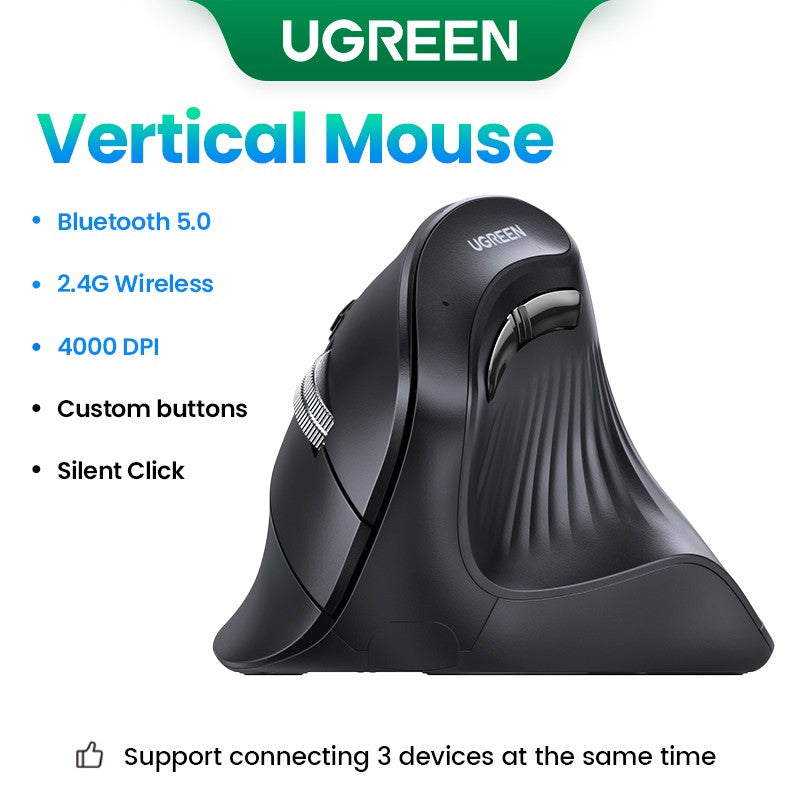 Mouse Vertical Sem Fio UGREEN – Conforto Ergonômico e Alta Precisão