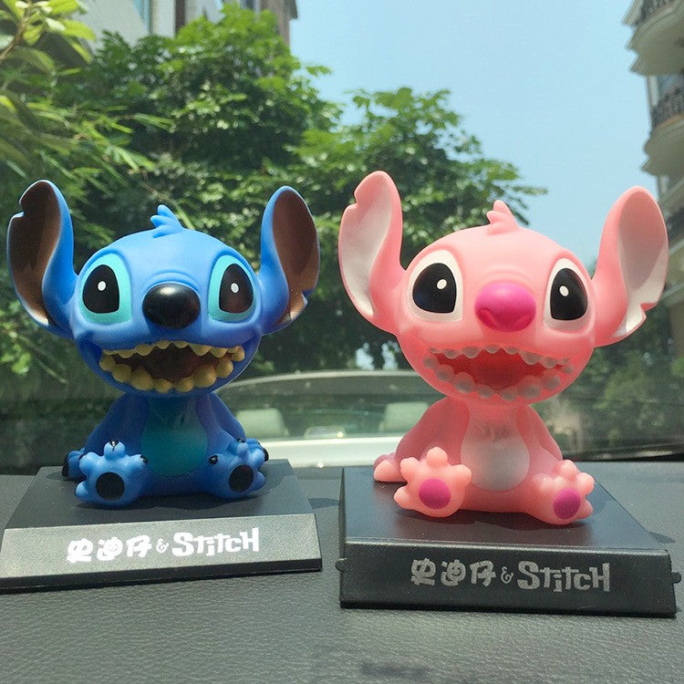 Disney Anime Lilo & Stitch Figuras de Carro Balançando Cabeça – Decoração Divertida para seu Veículo