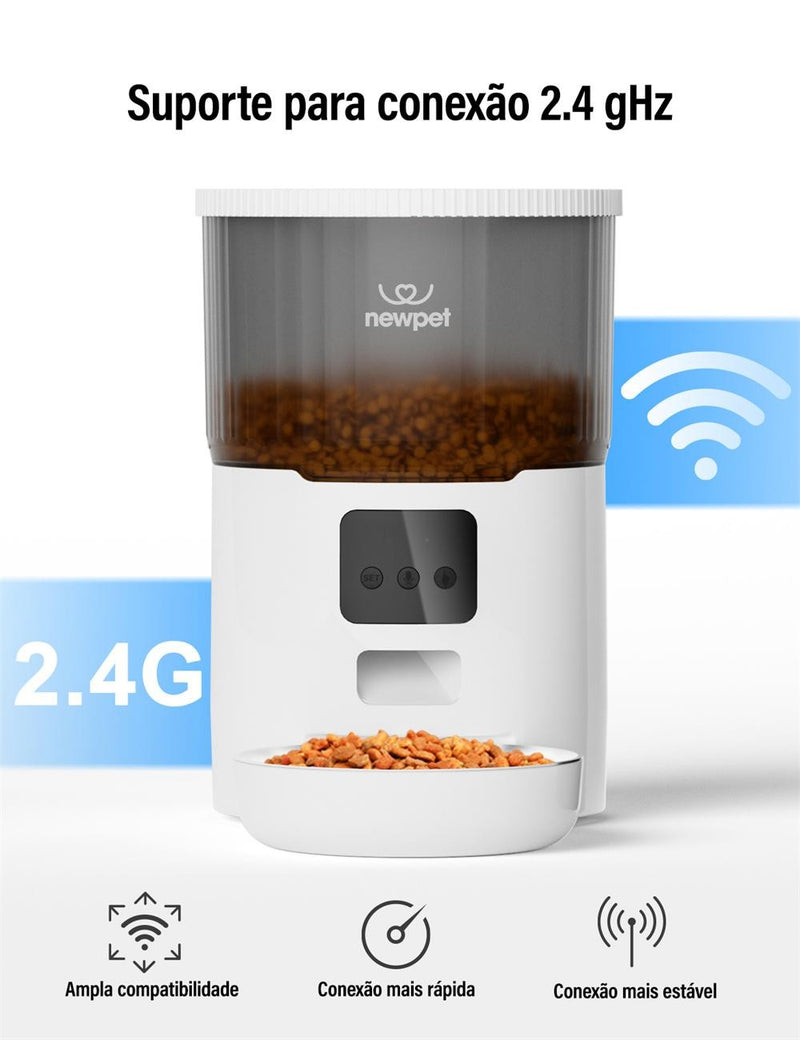 Newpet Alimentador Temporizado para Gatos 4L – Alimentação Inteligente para Seu Pet