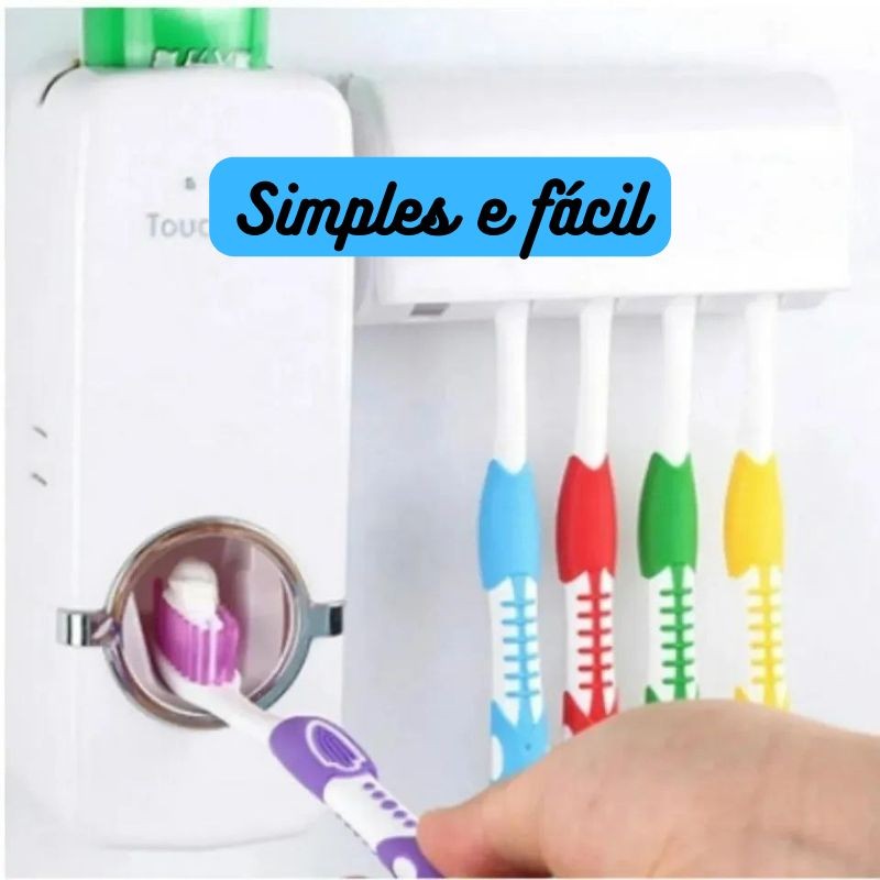 Dispenser Automático de Pasta + Suporte de Escova de Dente – Praticidade e Higiene para Seu Banheiro