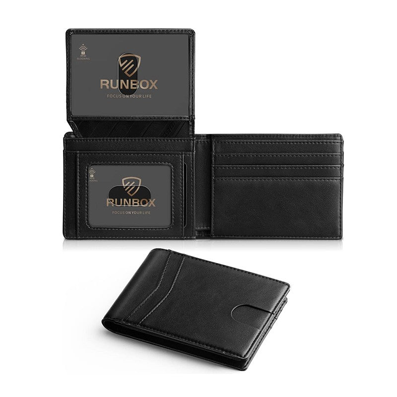 Carteira Masculina de Couro RFID Ultrafina com Janela de Identificação – Segurança e Estilo no Seu Bolso