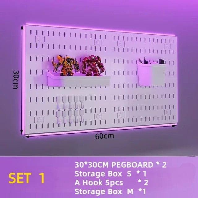 Parede de Equipamento de Jogos Pegboard – Organização Inteligente para Seu Setup Gamer