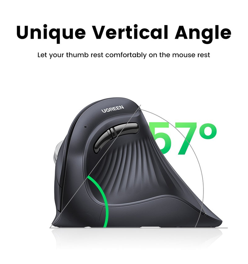 Mouse Vertical Sem Fio UGREEN – Conforto Ergonômico e Alta Precisão