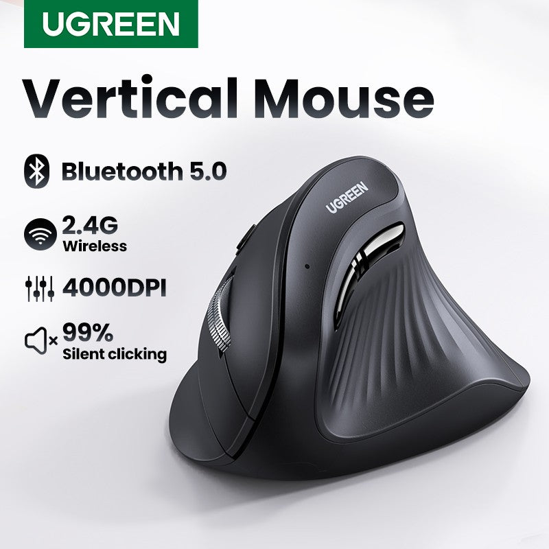 Mouse Vertical Sem Fio UGREEN – Conforto Ergonômico e Alta Precisão