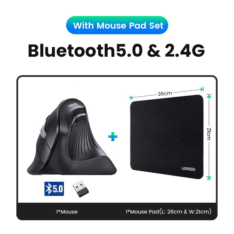 Mouse Vertical Sem Fio UGREEN – Conforto Ergonômico e Alta Precisão