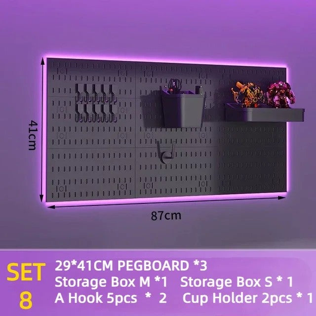 Parede de Equipamento de Jogos Pegboard – Organização Inteligente para Seu Setup Gamer