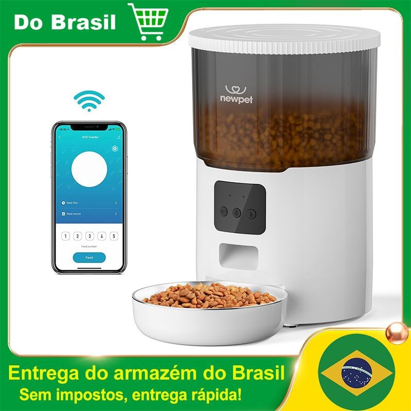 Newpet Alimentador Temporizado para Gatos 4L – Alimentação Inteligente para Seu Pet