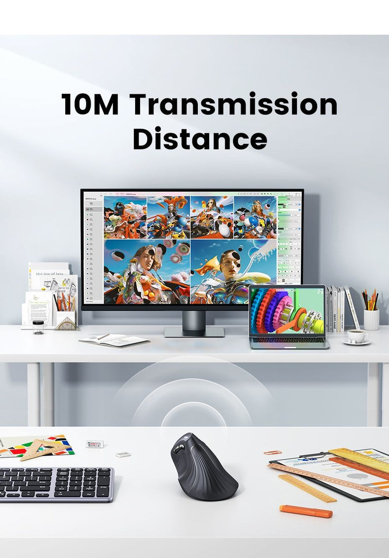 Mouse Vertical Sem Fio UGREEN – Conforto Ergonômico e Alta Precisão