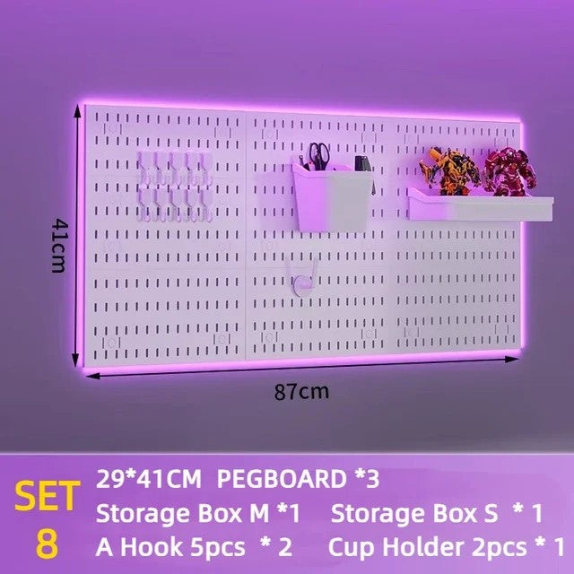 Parede de Equipamento de Jogos Pegboard – Organização Inteligente para Seu Setup Gamer