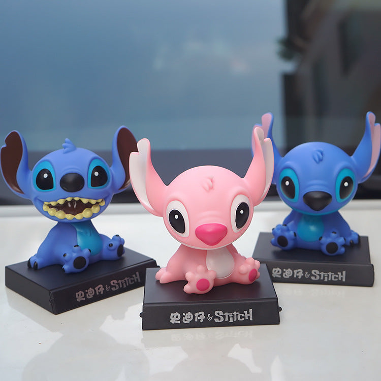 Disney Anime Lilo & Stitch Figuras de Carro Balançando Cabeça – Decoração Divertida para seu Veículo
