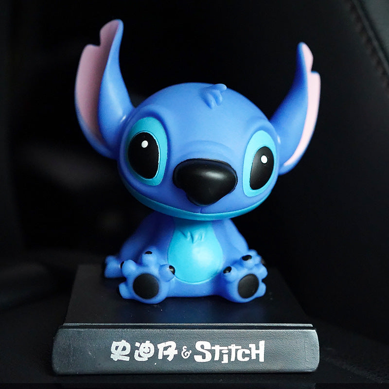 Disney Anime Lilo & Stitch Figuras de Carro Balançando Cabeça – Decoração Divertida para seu Veículo