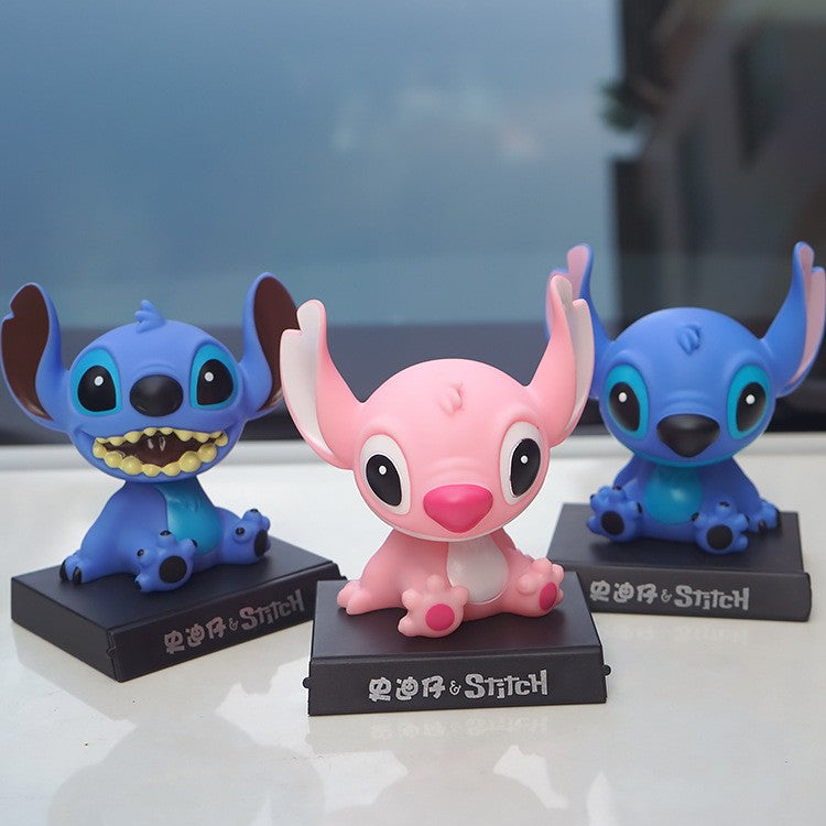 Disney Anime Lilo & Stitch Figuras de Carro Balançando Cabeça – Decoração Divertida para seu Veículo