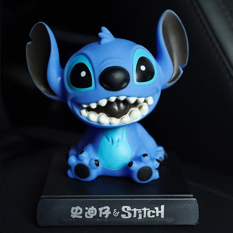 Disney Anime Lilo & Stitch Figuras de Carro Balançando Cabeça – Decoração Divertida para seu Veículo