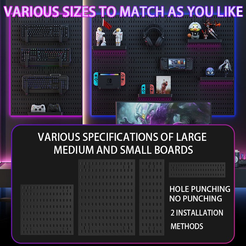 Parede de Equipamento de Jogos Pegboard – Organização Inteligente para Seu Setup Gamer