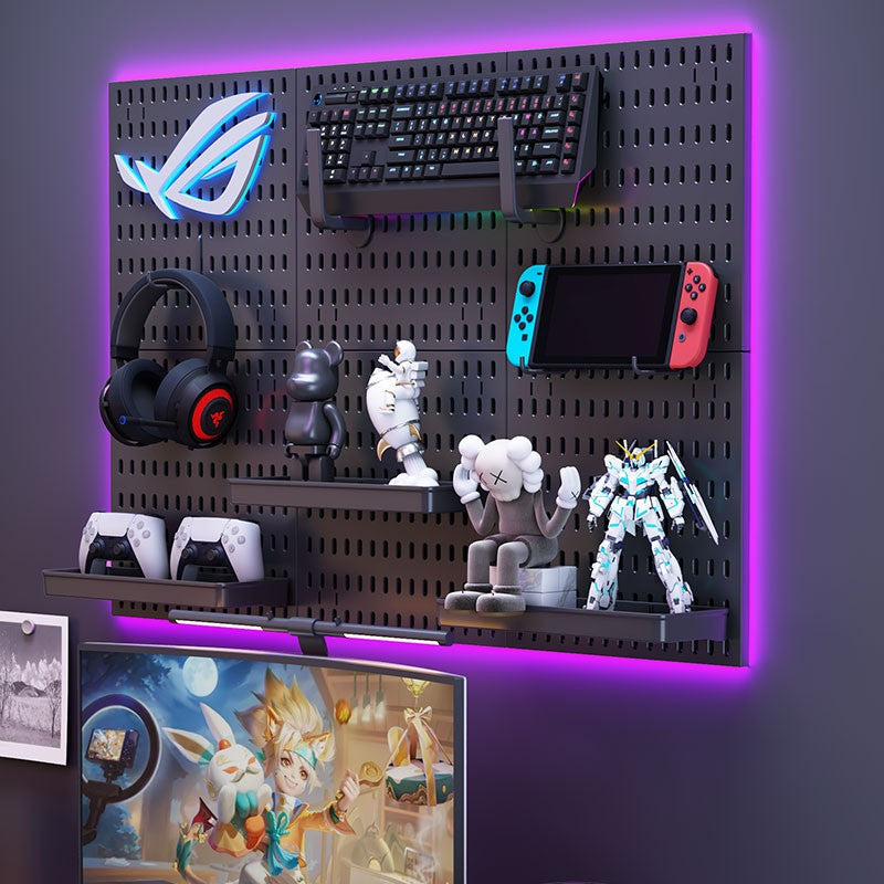 Parede de Equipamento de Jogos Pegboard – Organização Inteligente para Seu Setup Gamer