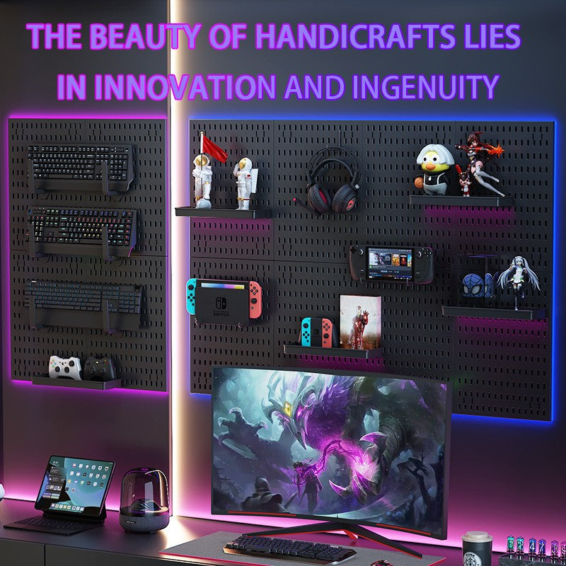 Parede de Equipamento de Jogos Pegboard – Organização Inteligente para Seu Setup Gamer