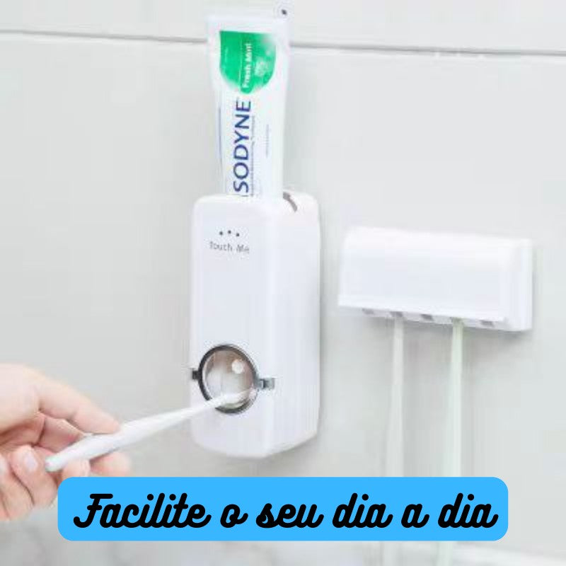 Dispenser Automático de Pasta + Suporte de Escova de Dente – Praticidade e Higiene para Seu Banheiro